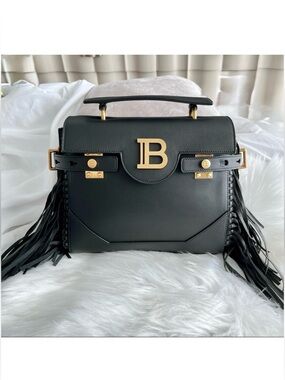 Balmain B-Buzz 23 Smooth Leather Fringe Bag
